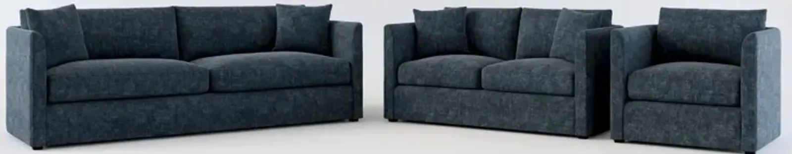 Benji Foam Comfort Sofa, Loveseat and Chair Set - Argo Navy