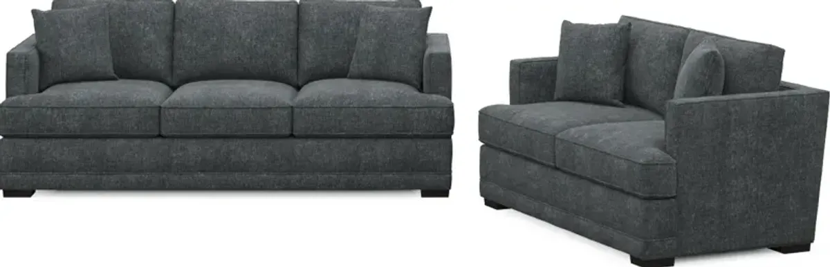 Pembroke Foam Comfort Sofa and Loveseat Set - Contessa Shadow