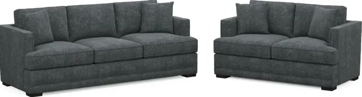 Pembroke Foam Comfort Sofa and Loveseat Set - Contessa Shadow