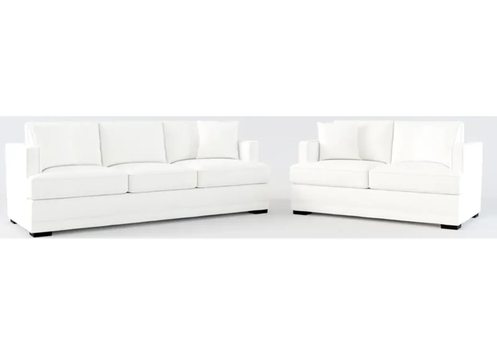 Pembroke Foam Comfort Sofa and Loveseat Set - Contessa Vanilla