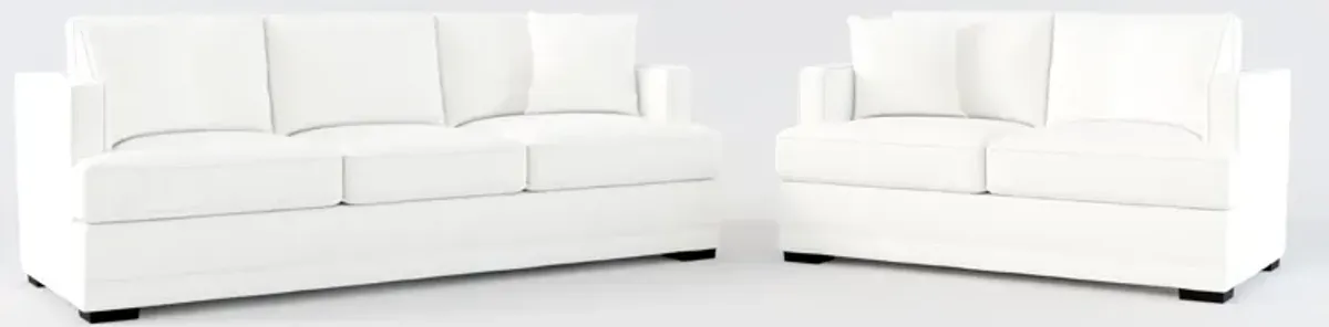 Pembroke Foam Comfort Sofa and Loveseat Set - Contessa Vanilla