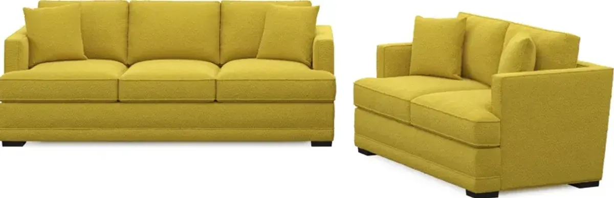 Pembroke Foam Comfort Sofa and Loveseat Set - Bloke Goldenrod