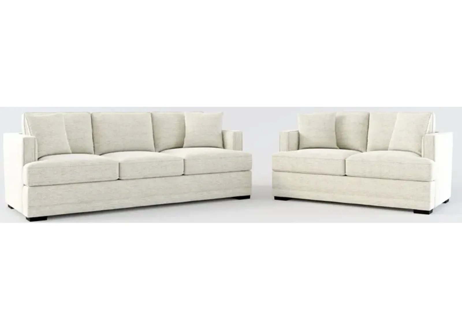 Pembroke Foam Comfort Sofa and Loveseat Set - Merino Chalk