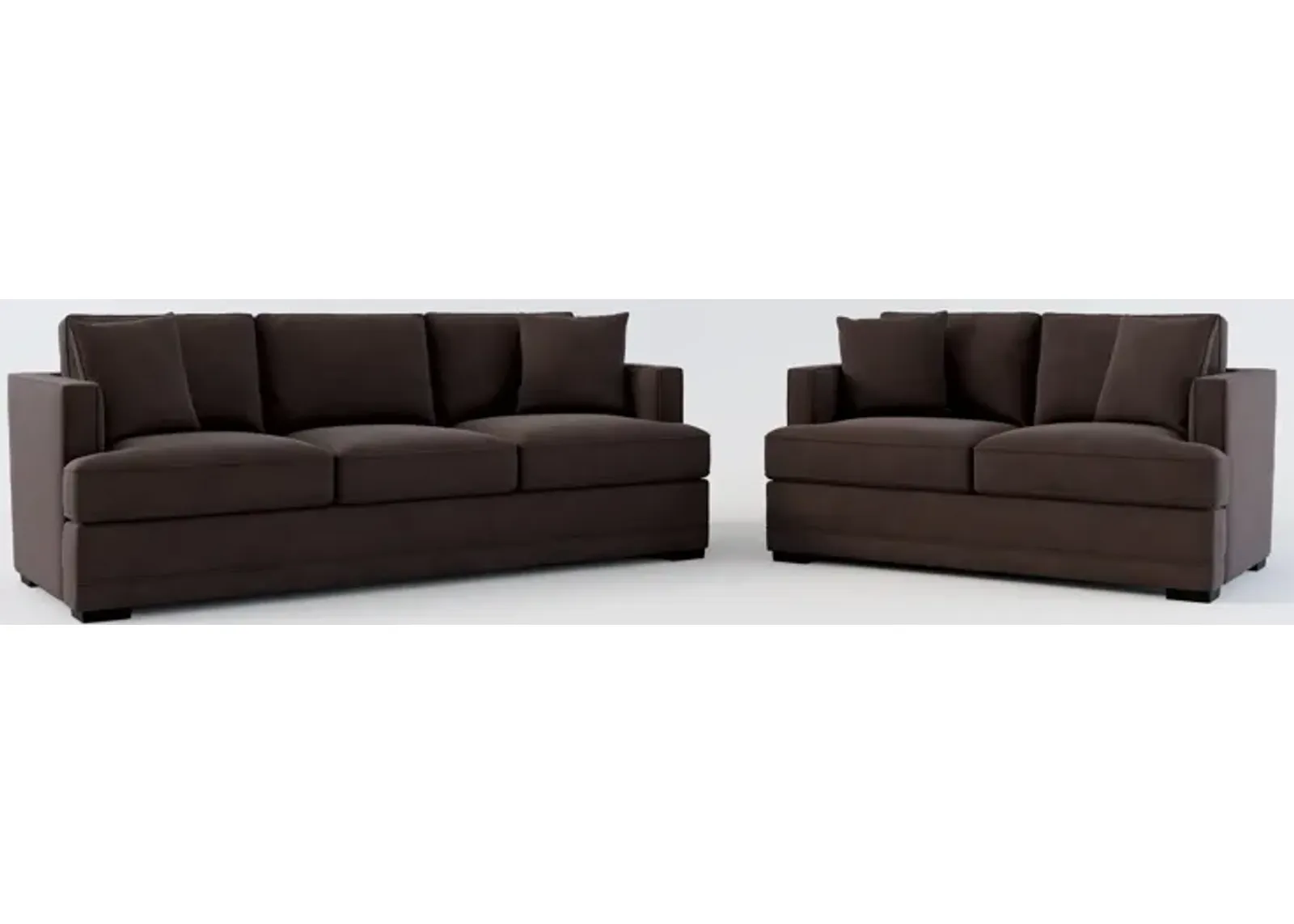 Pembroke Foam Comfort Sofa and Loveseat Set - Merrimac Dark Brown