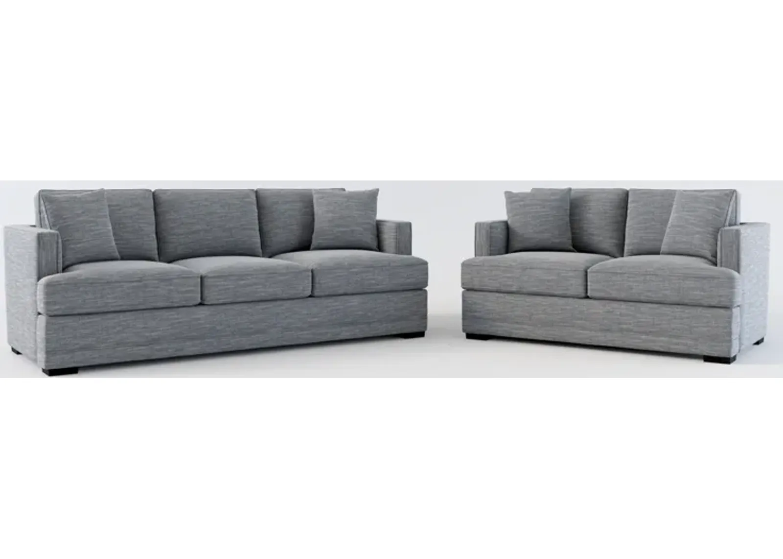 Pembroke Foam Comfort Sofa and Loveseat Set - Dudley Indigo