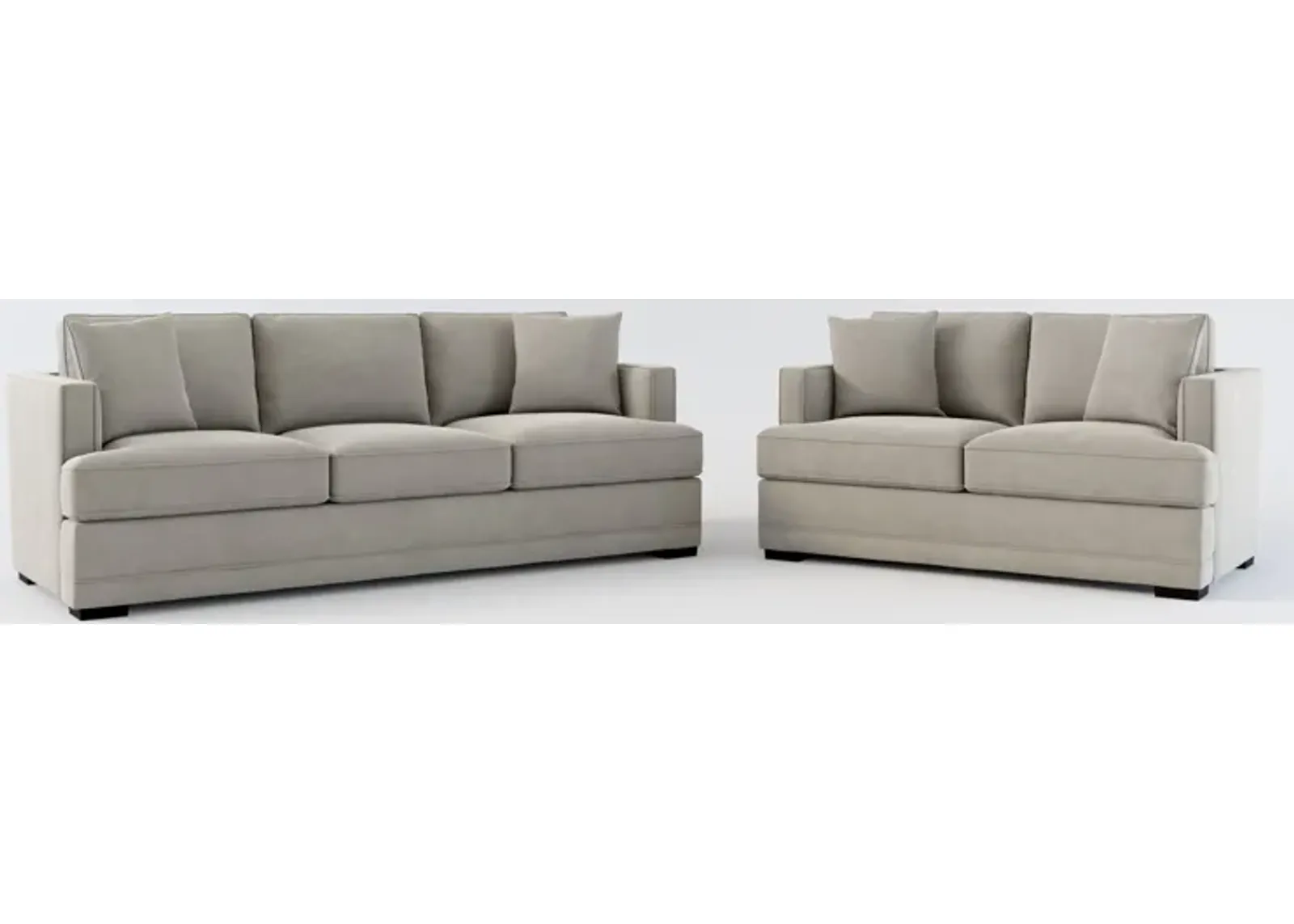 Pembroke Foam Comfort Sofa and Loveseat Set - Abington Fog