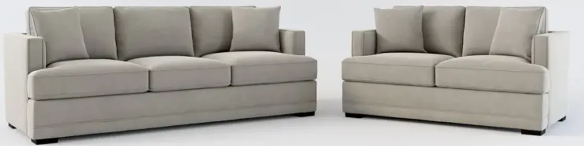 Pembroke Foam Comfort Sofa and Loveseat Set - Abington Fog