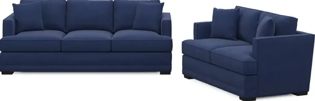 Pembroke Foam Comfort Sofa and Loveseat Set - Abington Indigo