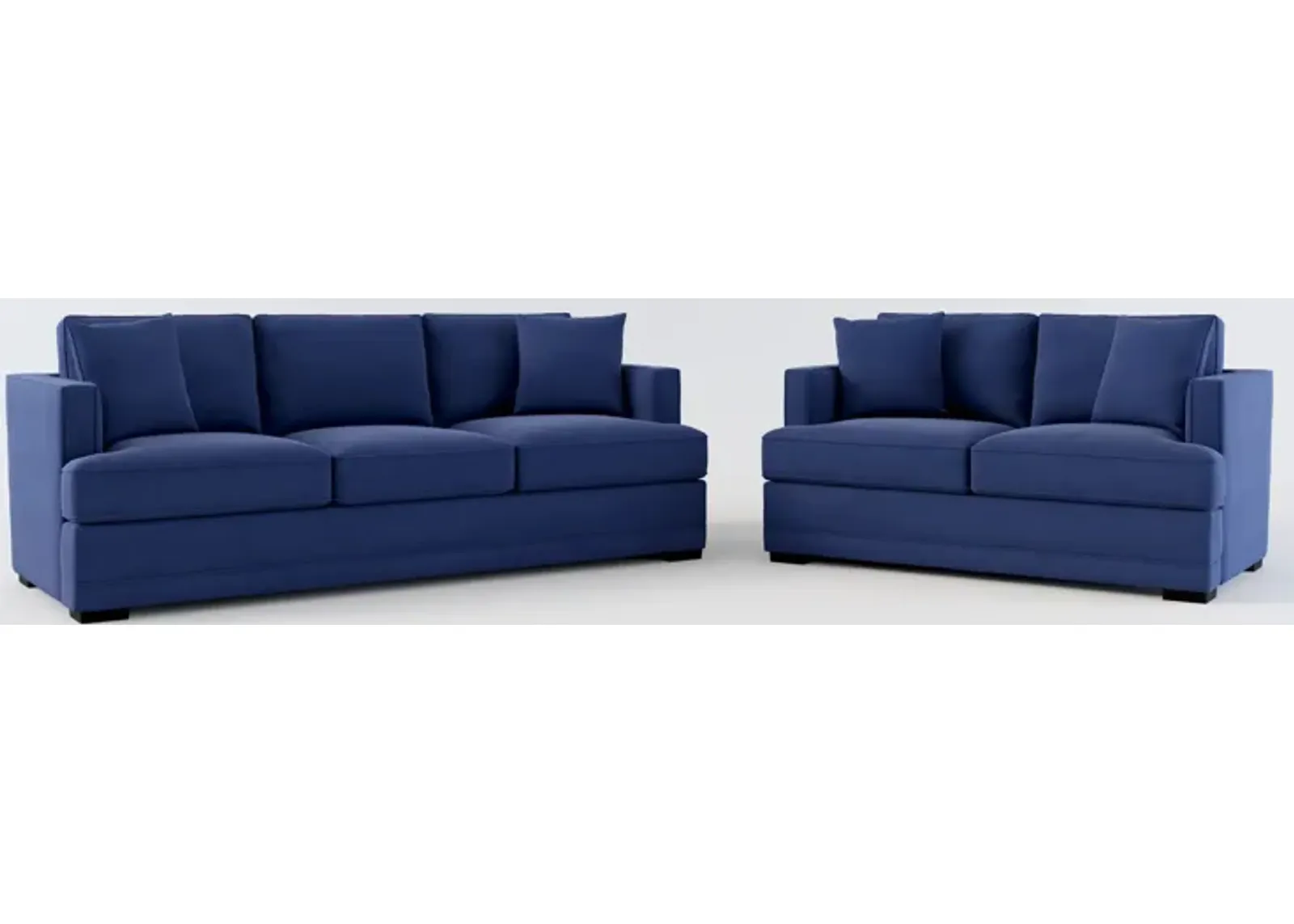 Pembroke Foam Comfort Sofa and Loveseat Set - Abington Indigo