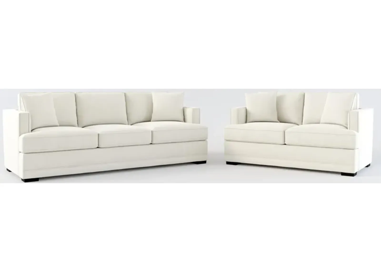 Pembroke Foam Comfort Sofa and Loveseat Set - Anders Ivory