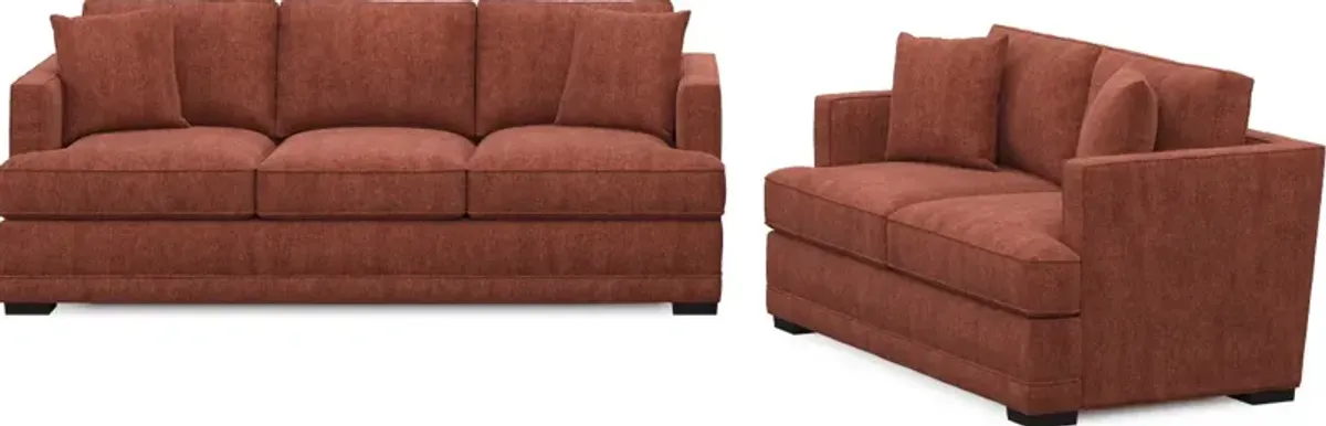 Pembroke Foam Comfort Sofa and Loveseat Set - Contessa Paprika