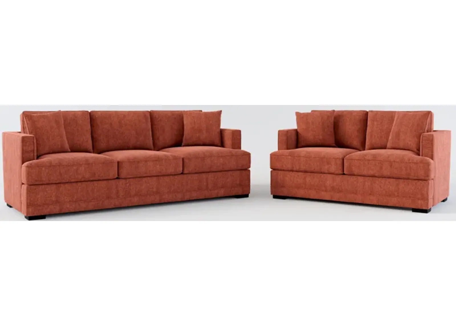 Pembroke Foam Comfort Sofa and Loveseat Set - Contessa Paprika