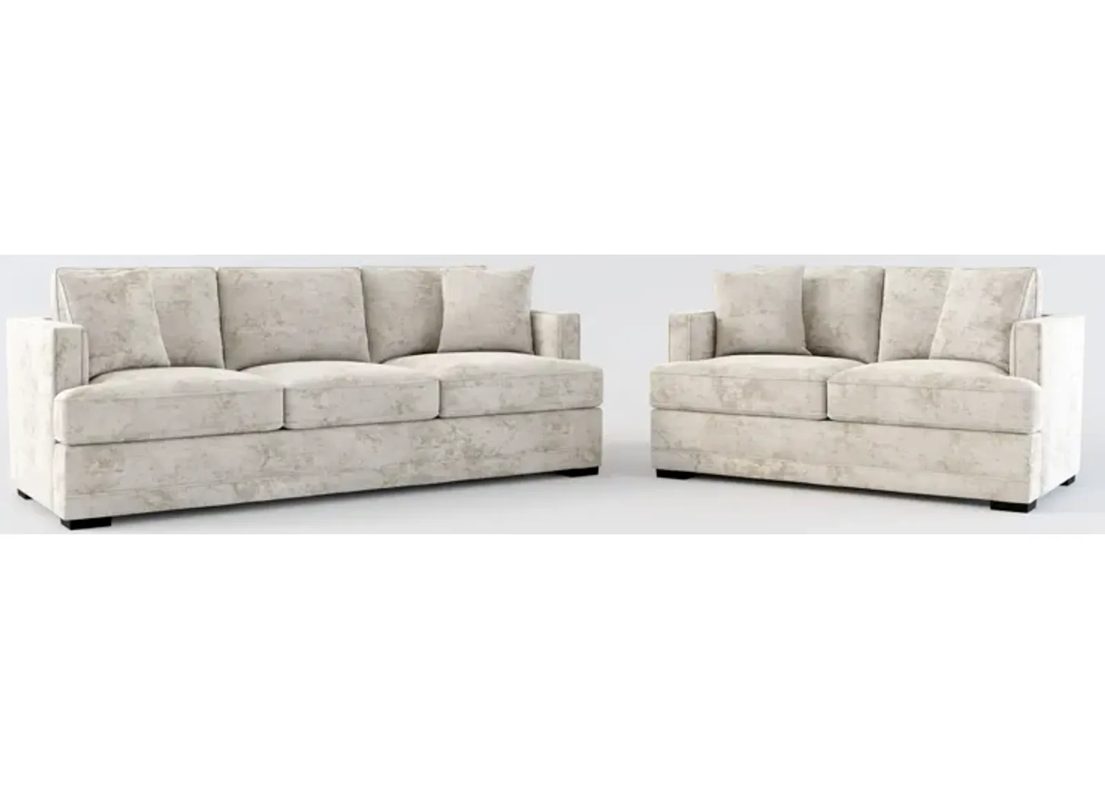 Pembroke Foam Comfort Sofa and Loveseat Set - Hearth Cement