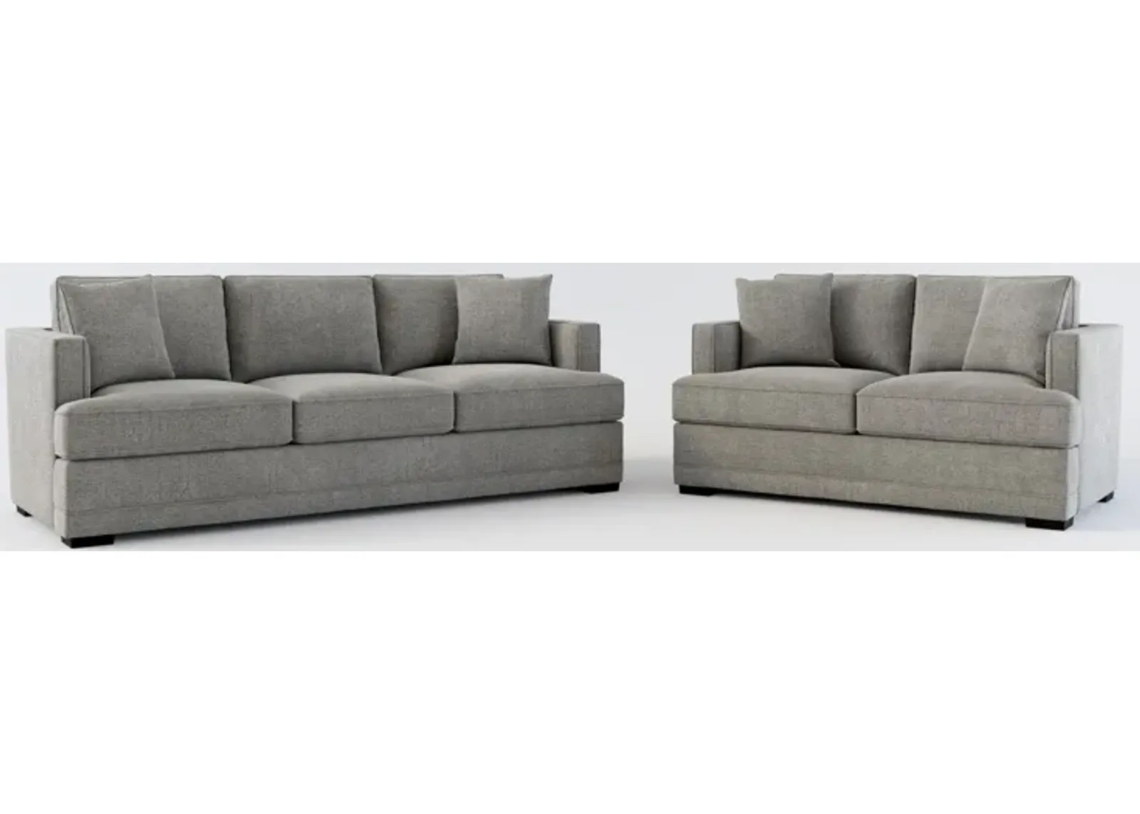 Pembroke Foam Comfort Sofa and Loveseat Set - Living Large Charcoal