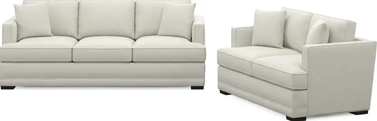 Pembroke Foam Comfort Sofa and Loveseat Set - Living Large White