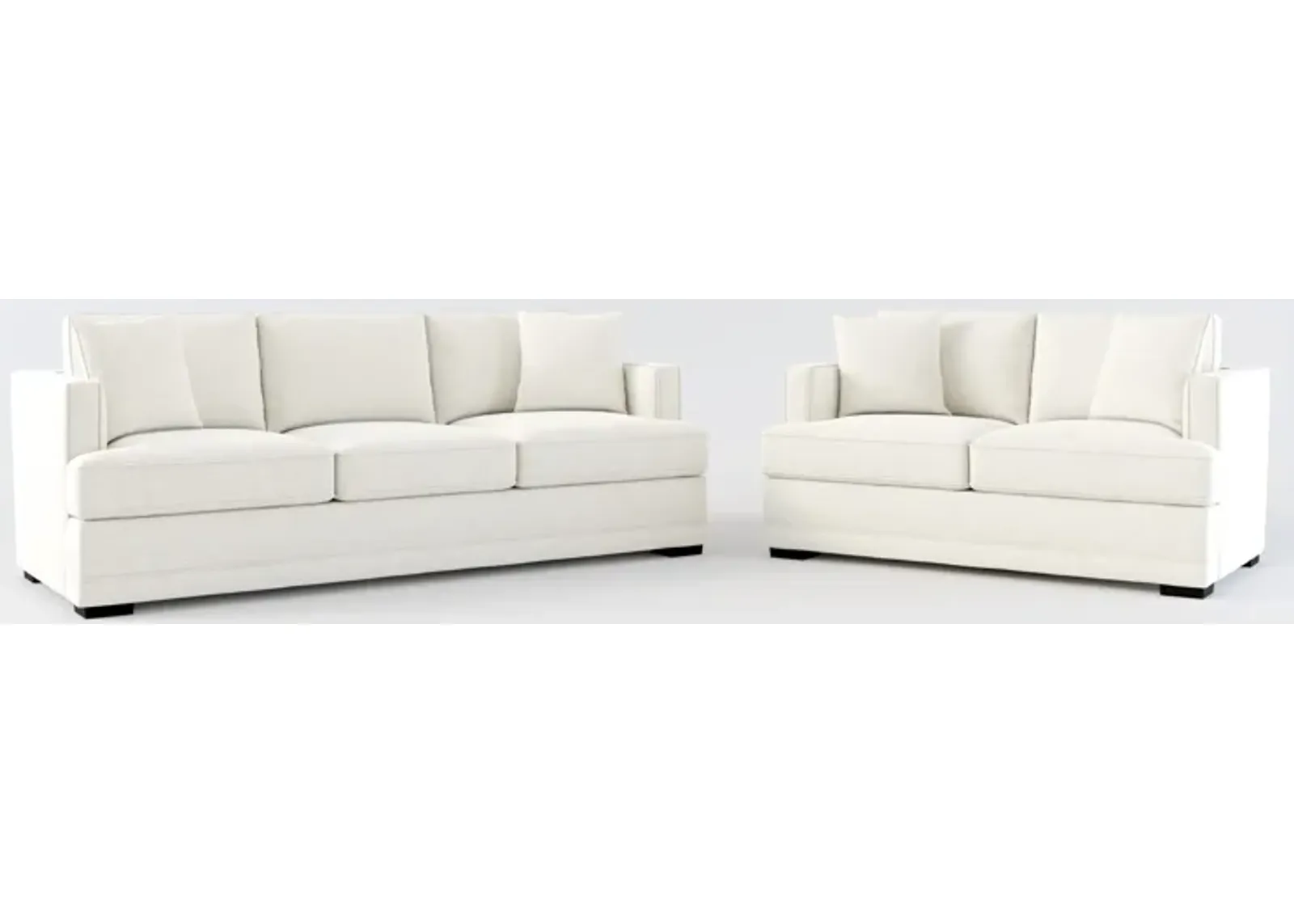 Pembroke Foam Comfort Sofa and Loveseat Set - Living Large White