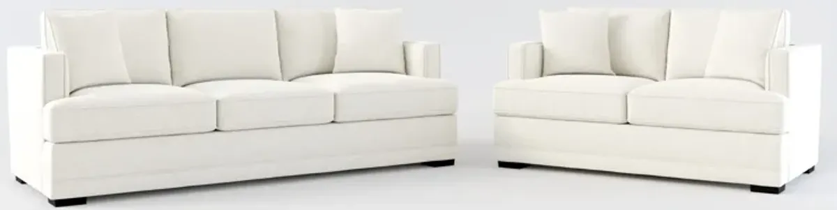 Pembroke Foam Comfort Sofa and Loveseat Set - Living Large White