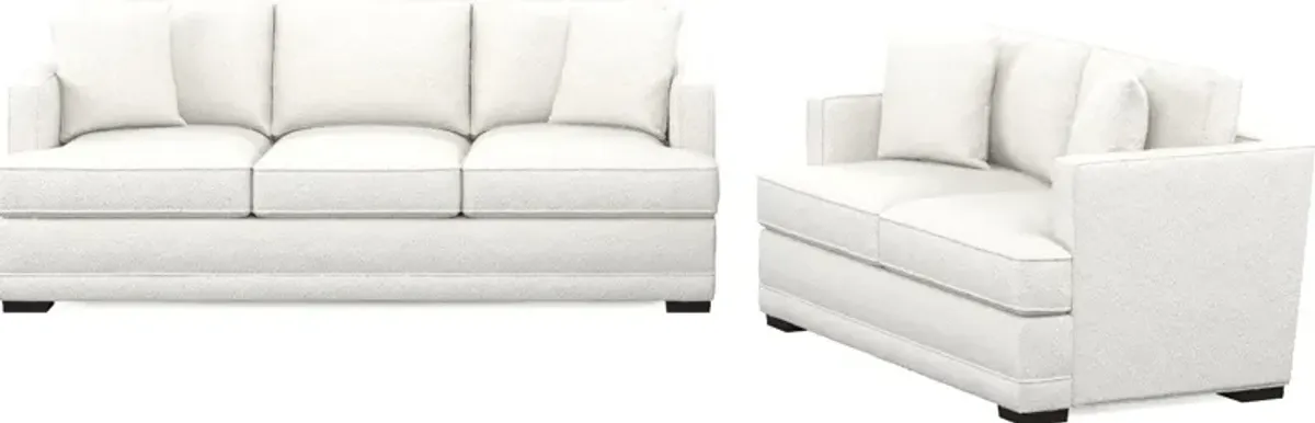 Pembroke Foam Comfort Sofa and Loveseat Set - Bloke Snow