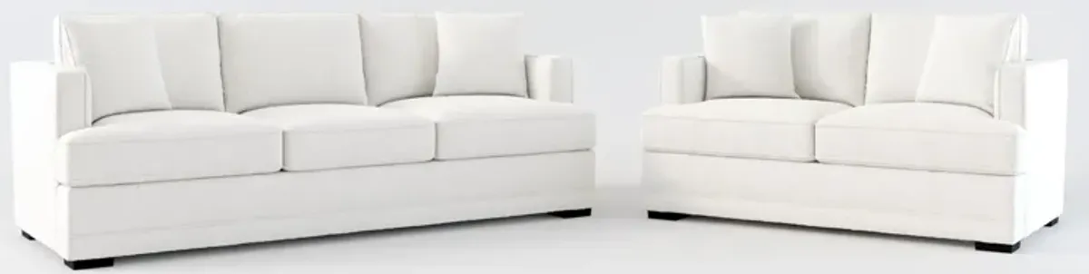 Pembroke Foam Comfort Sofa and Loveseat Set - Bloke Snow