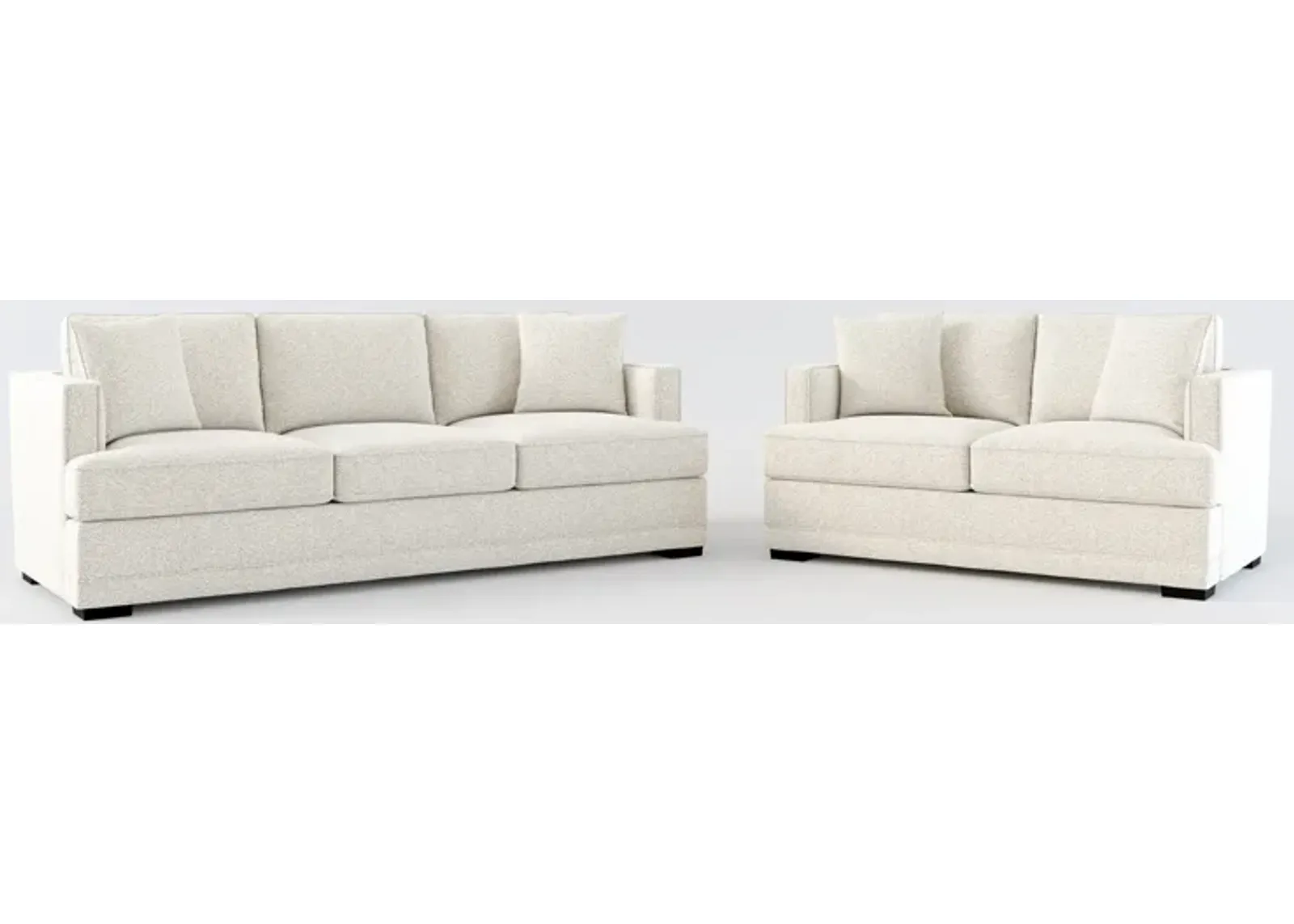 Pembroke Foam Comfort Sofa and Loveseat Set - Muse Stone