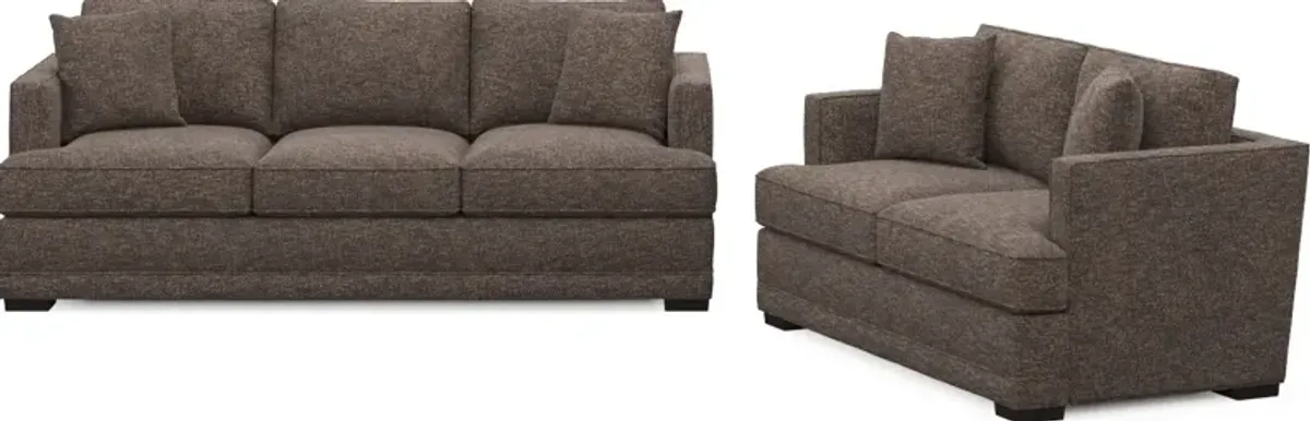 Pembroke Foam Comfort Sofa and Loveseat Set - M Walnut