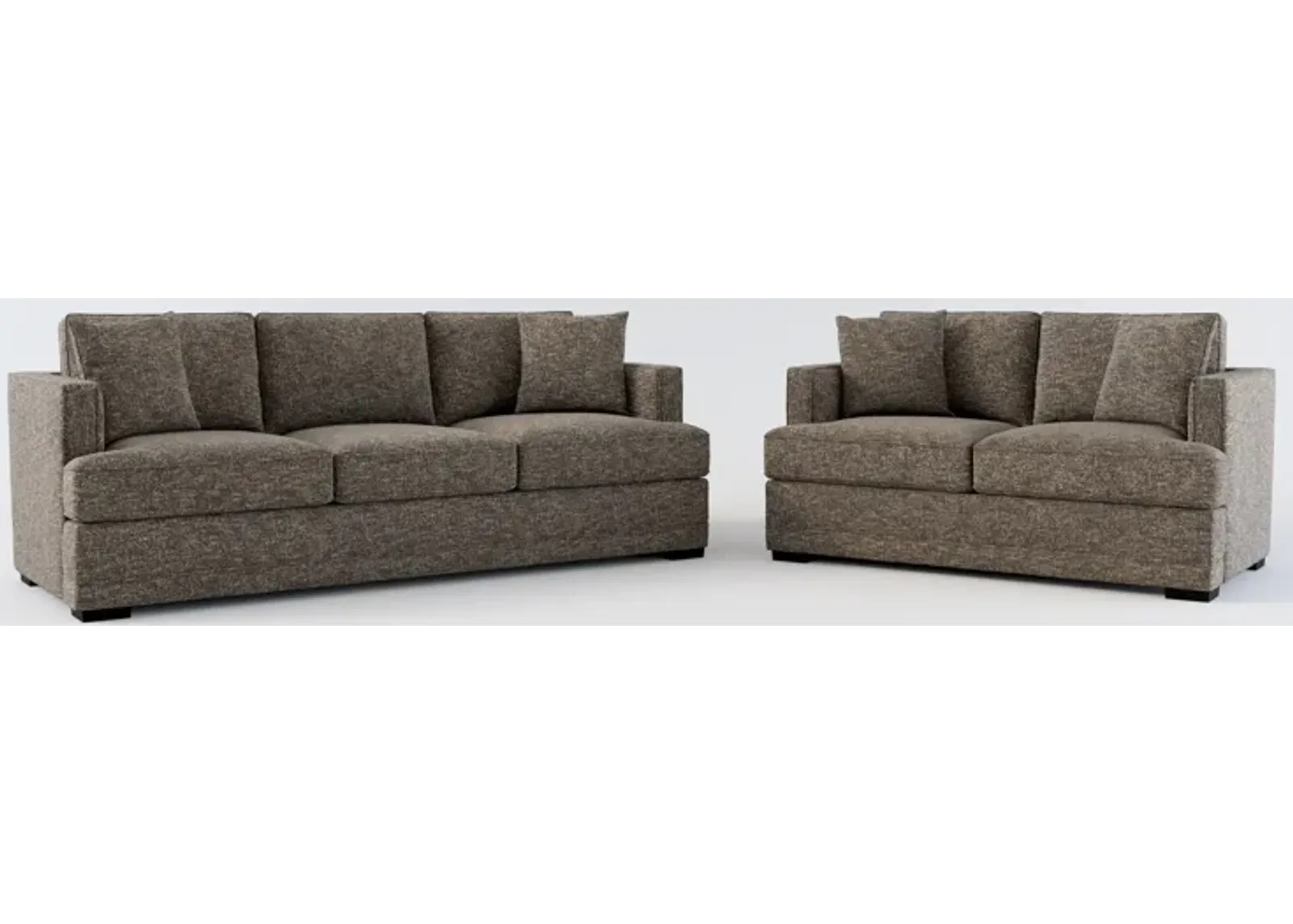 Pembroke Foam Comfort Sofa and Loveseat Set - M Walnut