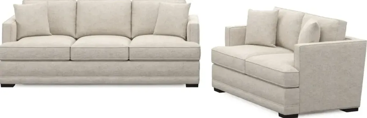 Pembroke Foam Comfort Sofa and Loveseat Set - M Ivory