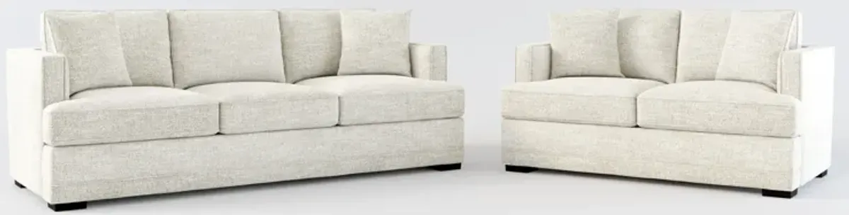 Pembroke Foam Comfort Sofa and Loveseat Set - M Ivory