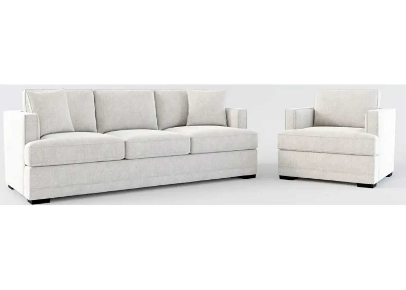 Pembroke Foam Comfort Sofa and Chair Set - Burmese Granite