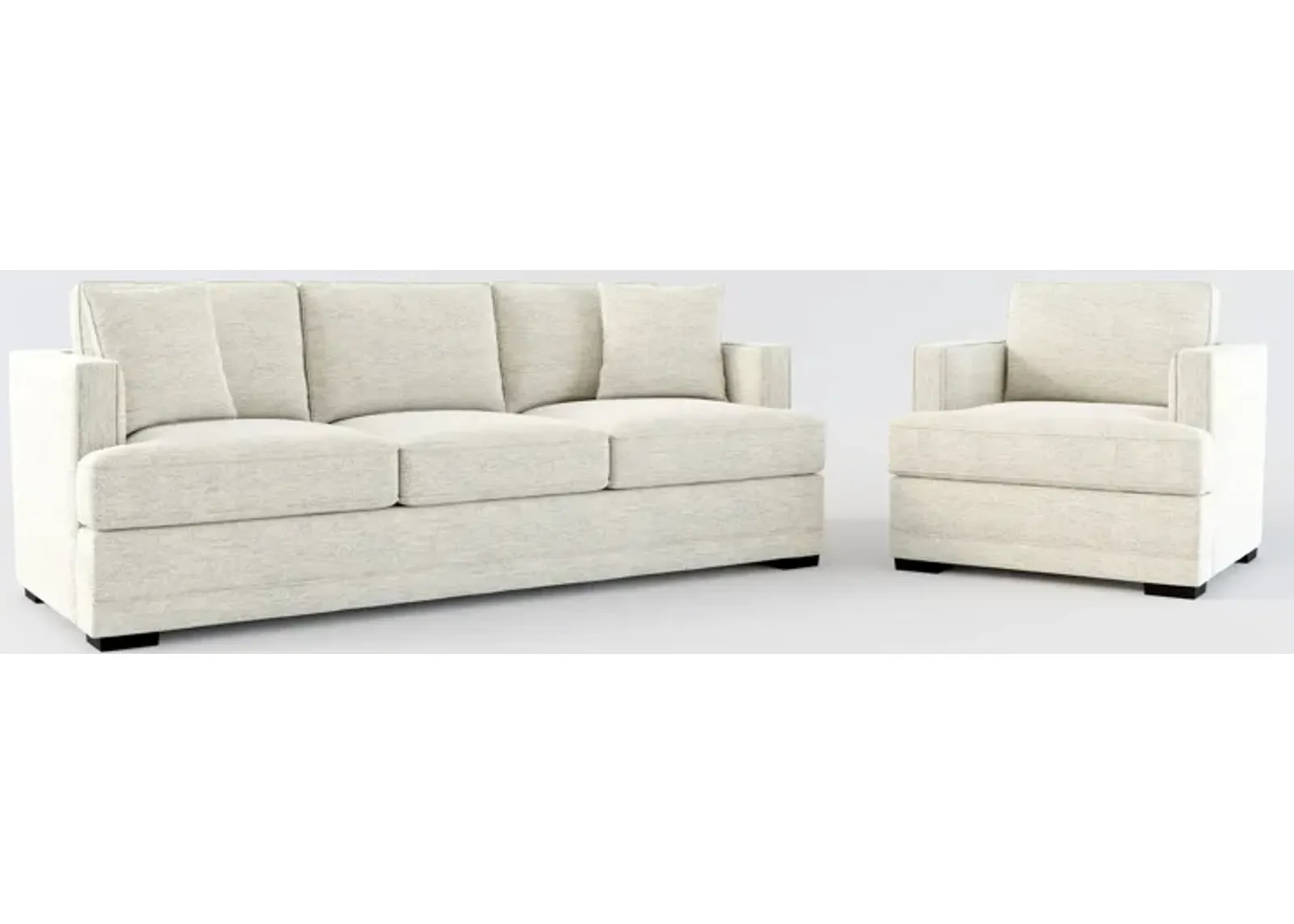 Pembroke Foam Comfort Sofa and Chair Set - Merino Chalk