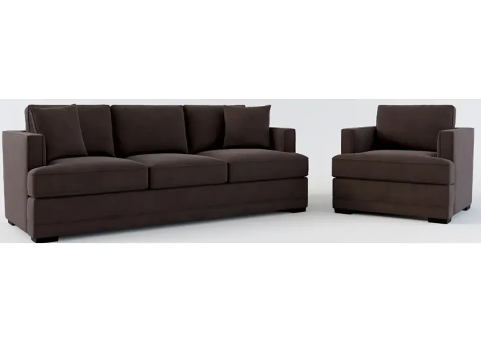 Pembroke Foam Comfort Sofa and Chair Set - Merrimac Dark Brown