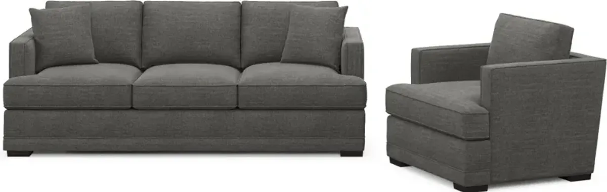 Pembroke Foam Comfort Sofa and Chair Set - Curious Charcoal