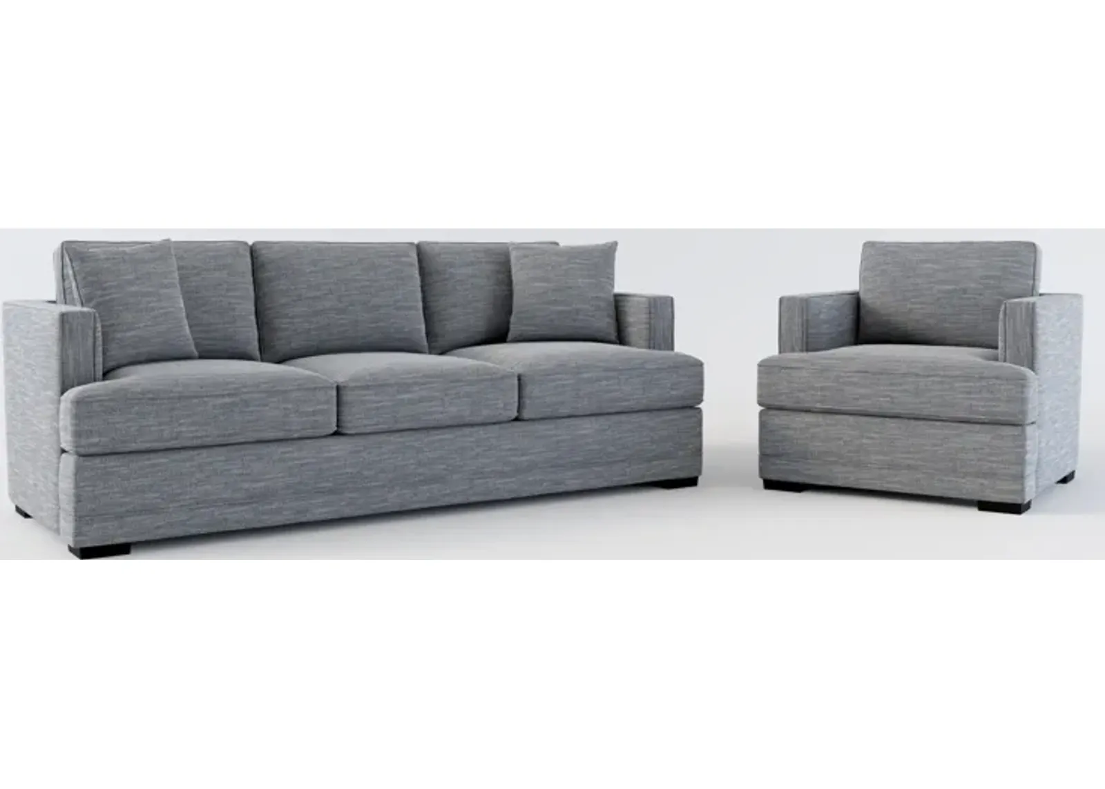 Pembroke Foam Comfort Sofa and Chair Set - Dudley Indigo