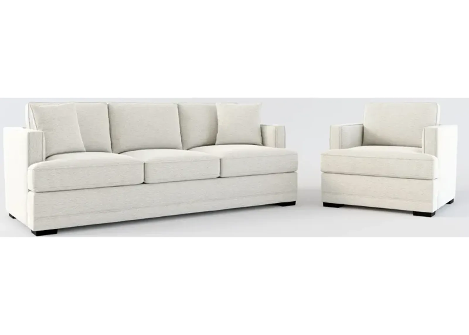 Pembroke Foam Comfort Sofa and Chair Set - Everton Grey