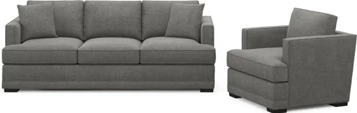 Pembroke Foam Comfort Sofa and Chair Set - Living Large Charcoal