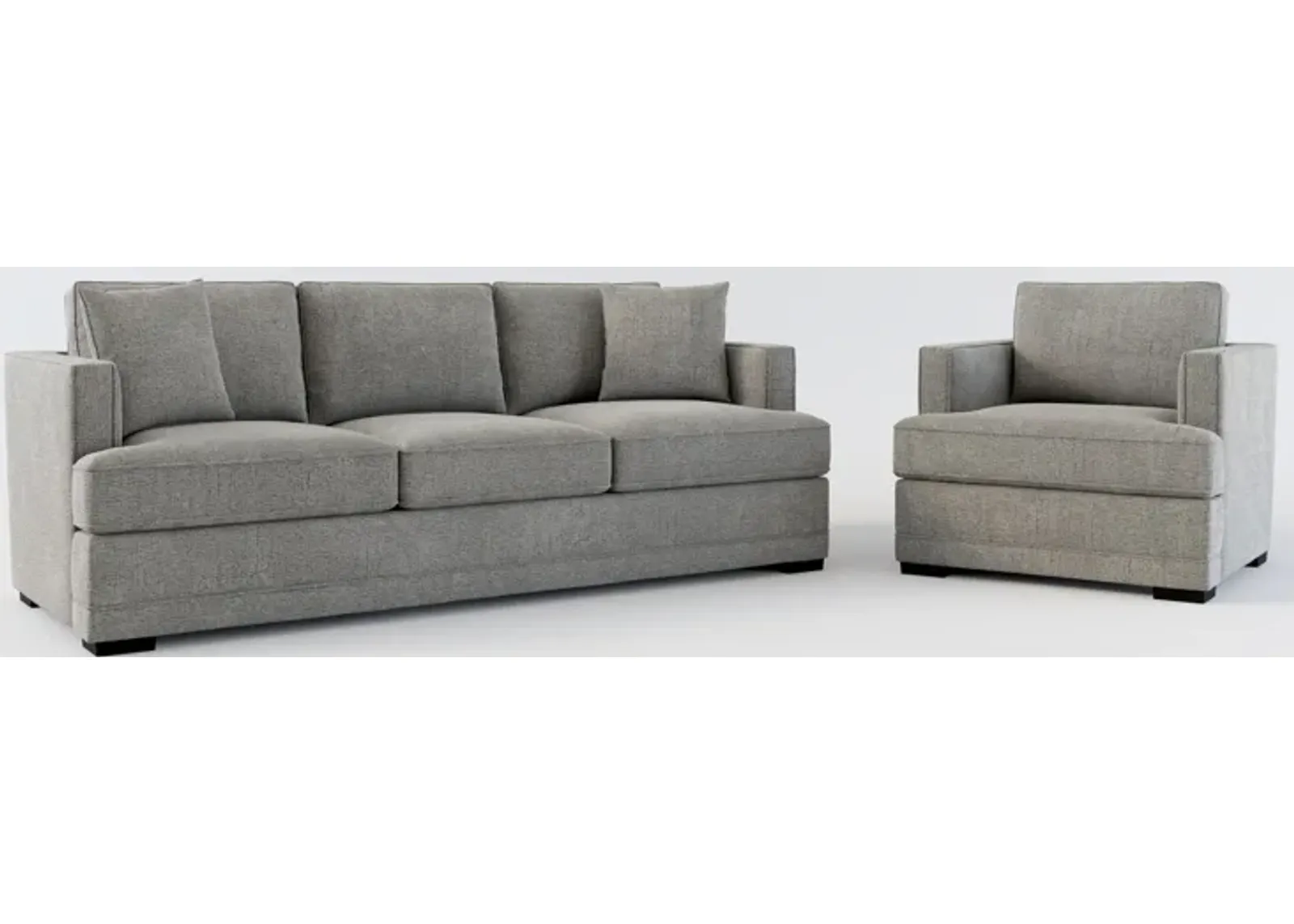 Pembroke Foam Comfort Sofa and Chair Set - Living Large Charcoal