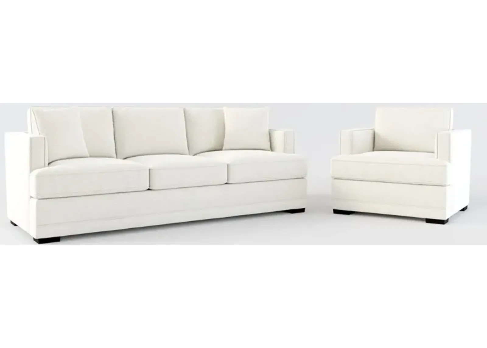 Pembroke Foam Comfort Sofa and Chair Set - Living Large White