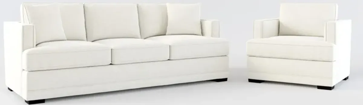 Pembroke Foam Comfort Sofa and Chair Set - Living Large White