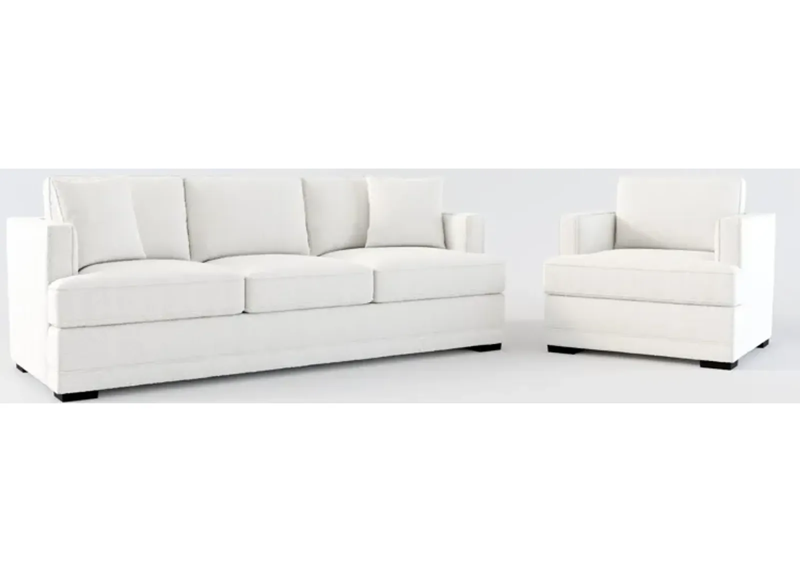 Pembroke Foam Comfort Sofa and Chair Set - Bloke Snow