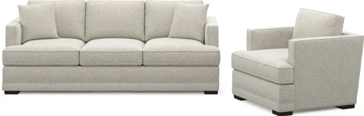 Pembroke Foam Comfort Sofa and Chair Set - Muse Stone