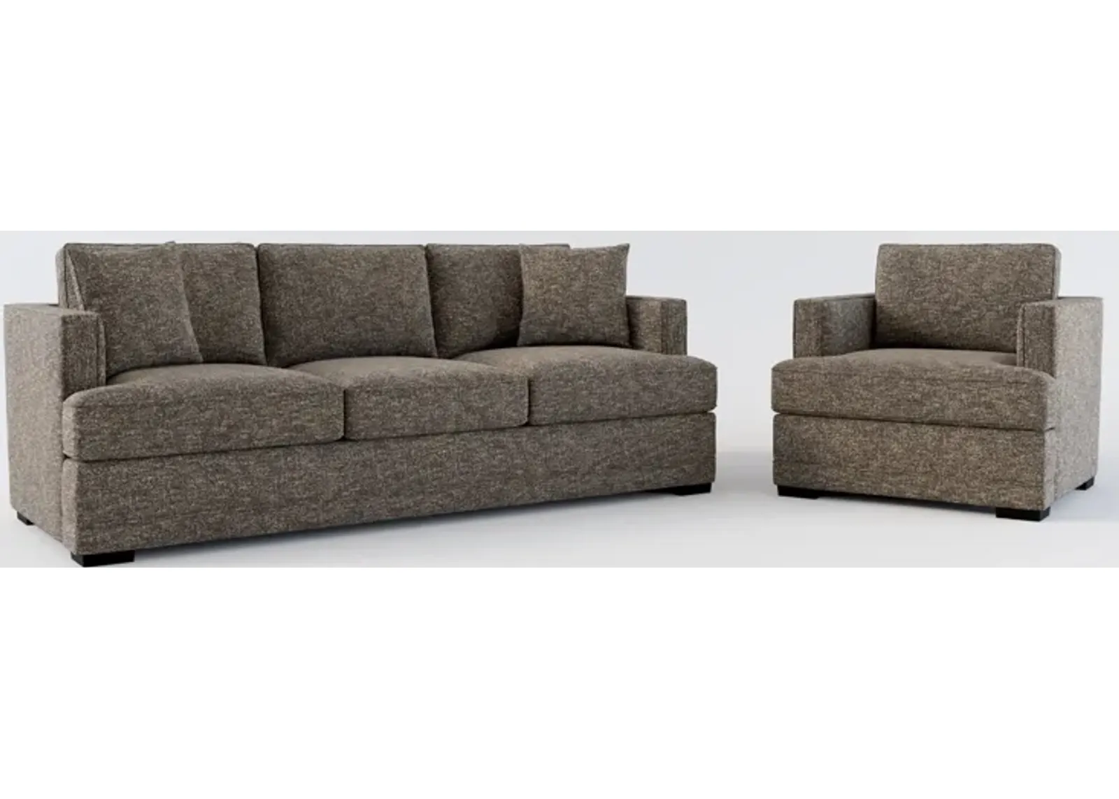 Pembroke Foam Comfort Sofa and Chair Set - M Walnut