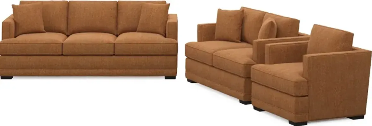 Pembroke Foam Comfort Sofa, Loveseat, and Chair Set - Contessa Ginger