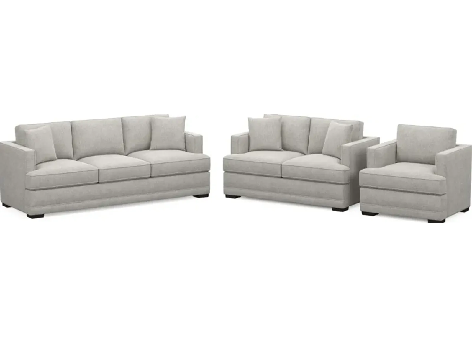 Pembroke Foam Comfort Sofa, Loveseat, and Chair Set - Burmese Granite