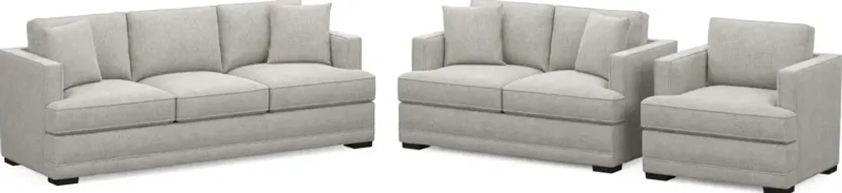 Pembroke Foam Comfort Sofa, Loveseat, and Chair Set - Burmese Granite