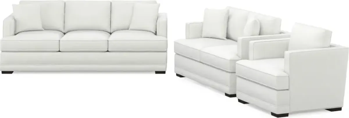 Pembroke Foam Comfort Sofa, Loveseat, and Chair Set - Contessa Vanilla