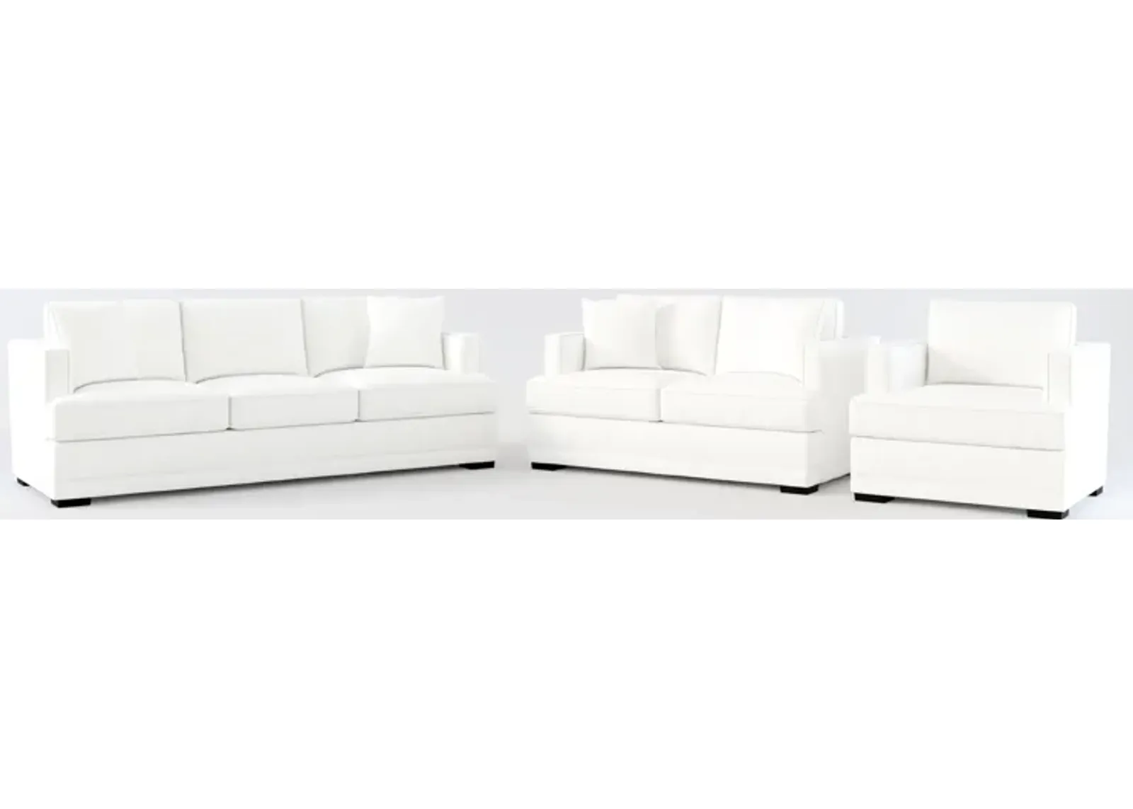 Pembroke Foam Comfort Sofa, Loveseat, and Chair Set - Contessa Vanilla