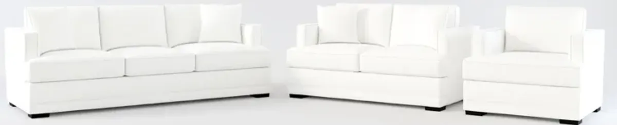 Pembroke Foam Comfort Sofa, Loveseat, and Chair Set - Contessa Vanilla