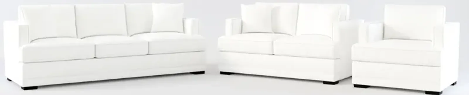 Pembroke Foam Comfort Sofa, Loveseat, and Chair Set - Contessa Vanilla