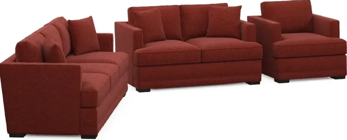 Pembroke Foam Comfort Sofa, Loveseat, and Chair Set - Bloke Brick