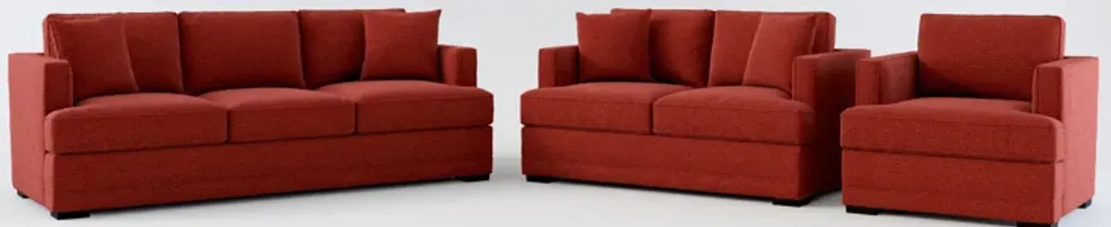 Pembroke Foam Comfort Sofa, Loveseat, and Chair Set - Bloke Brick